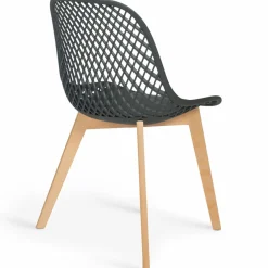 Lot de 4 chaises ajourées grises design