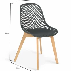 Lot de 4 chaises ajourées grises design