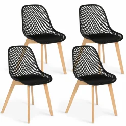 Lot de 4 chaises ajourées noires design