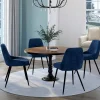 Lot de 4 chaises avec accoudoirs en velours bleu