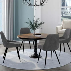 Lot de 4 chaises avec accoudoirs en velours gris foncé