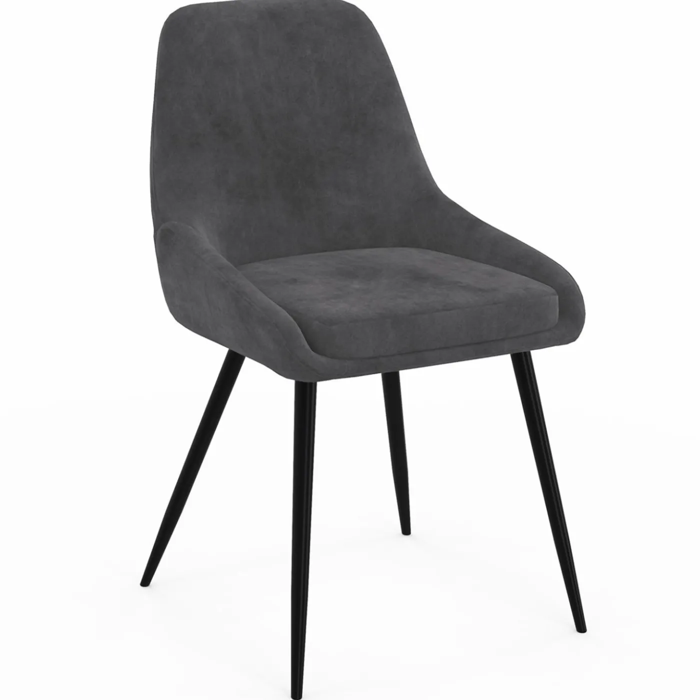Lot de 4 chaises avec accoudoirs en velours gris foncé