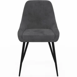 Lot de 4 chaises avec accoudoirs en velours gris foncé
