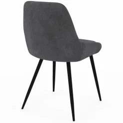 Lot de 4 chaises avec accoudoirs en velours gris foncé