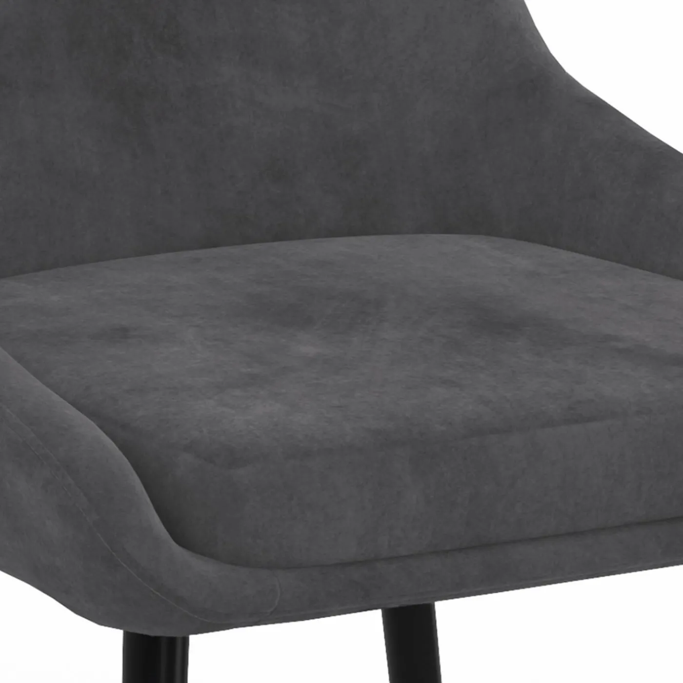 Lot de 4 chaises avec accoudoirs en velours gris foncé