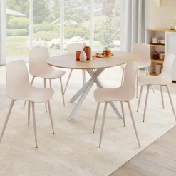 Lot de 6 chaises beige avec pieds en métal