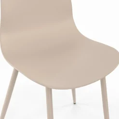 Lot de 6 chaises beige avec pieds en métal