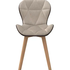 Lot de 4 chaises bi-matière en tissu et PU marron et taupe pour salle à manger