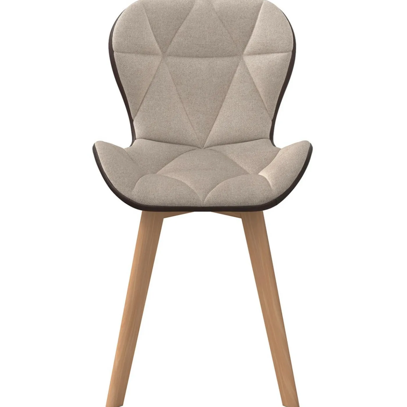 Lot de 4 chaises bi-matière en tissu et PU marron et taupe pour salle à manger