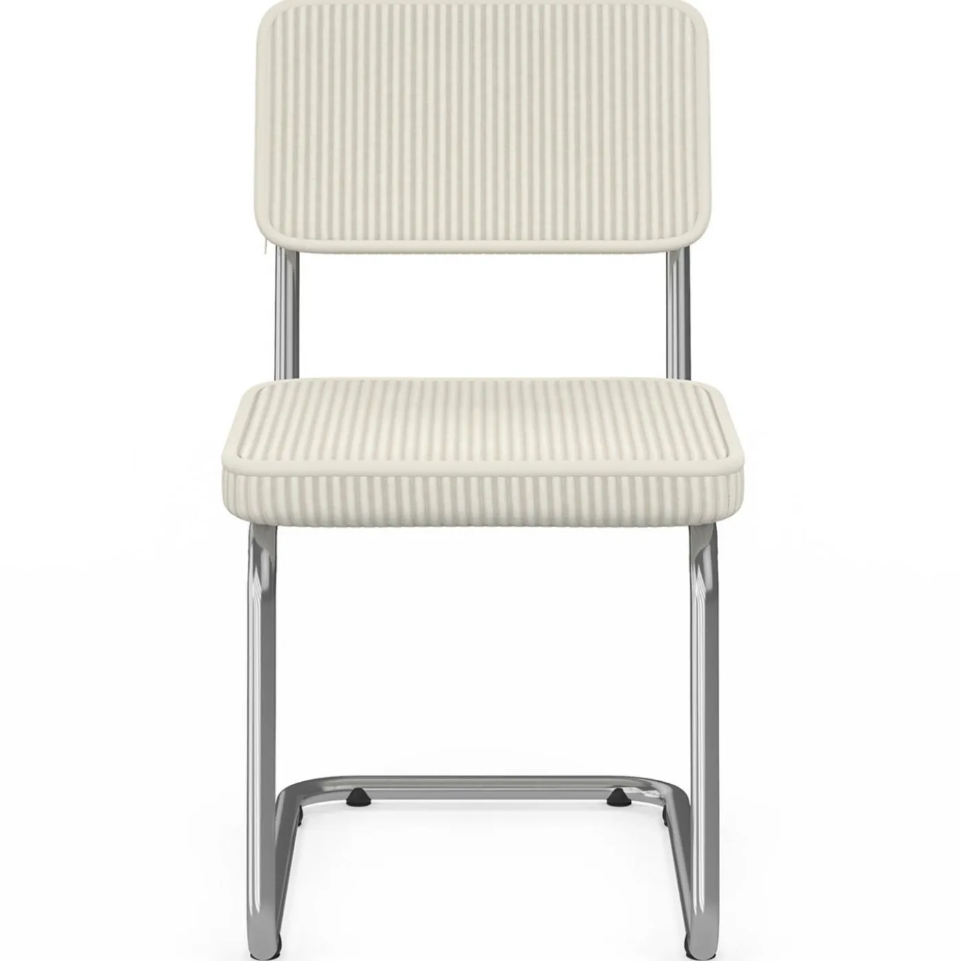 Lot de 4 chaises cantilever en velours côtelé beige et pied métal