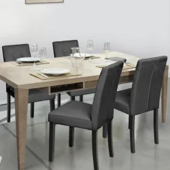 Lot de 4 chaises capitonnées en velours gris pieds noirs