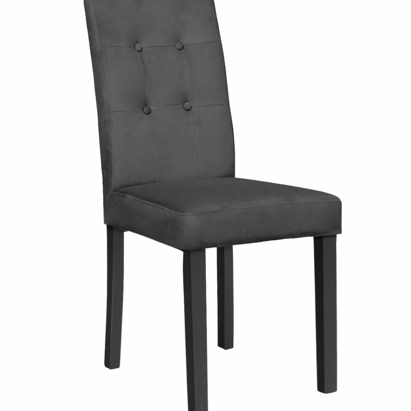 Lot de 4 chaises capitonnées en velours gris pieds noirs