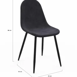 Lot de 6 chaises confortables en velours gris foncé