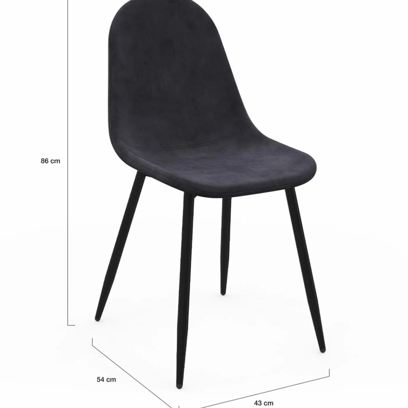 Lot de 6 chaises confortables en velours gris foncé