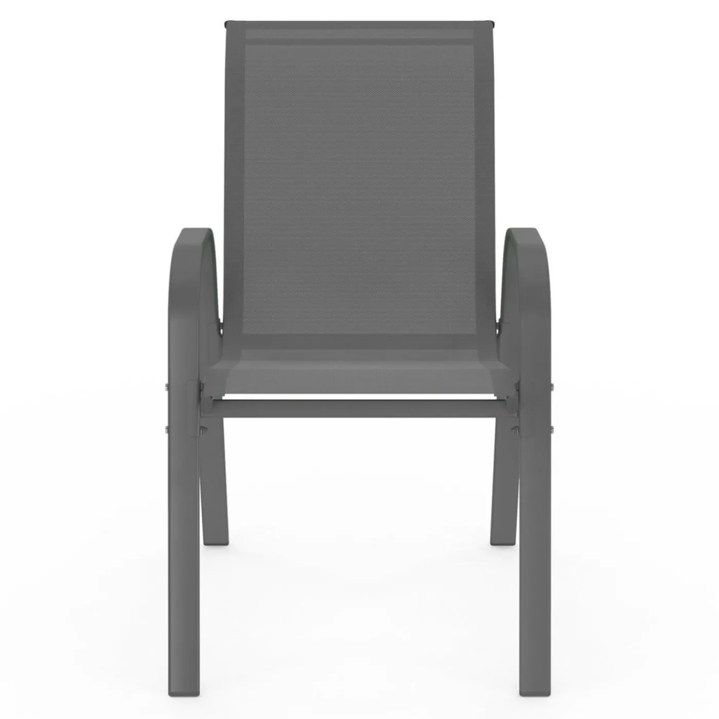 Lot de 4 chaises de jardin empilables en métal gris anthracite et textilène