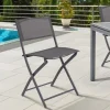 Lot de 4 chaises de jardin pliantes grises en acier et textilène