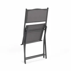 Lot de 4 chaises de jardin pliantes grises en acier et textilène