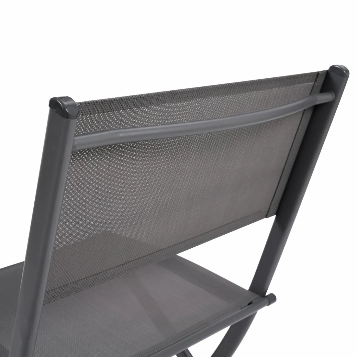Lot de 4 chaises de jardin pliantes grises en acier et textilène