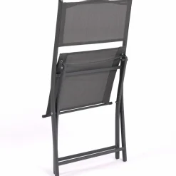 Lot de 6 chaises de jardin pliantes gris anthracite en métal et textilène