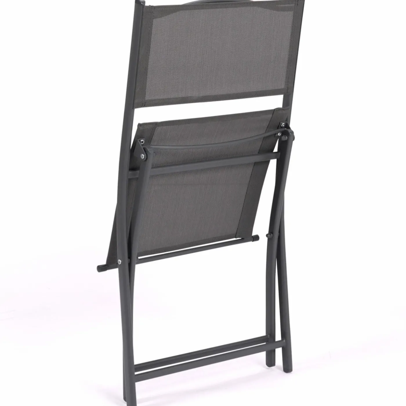 Lot de 6 chaises de jardin pliantes gris anthracite en métal et textilène