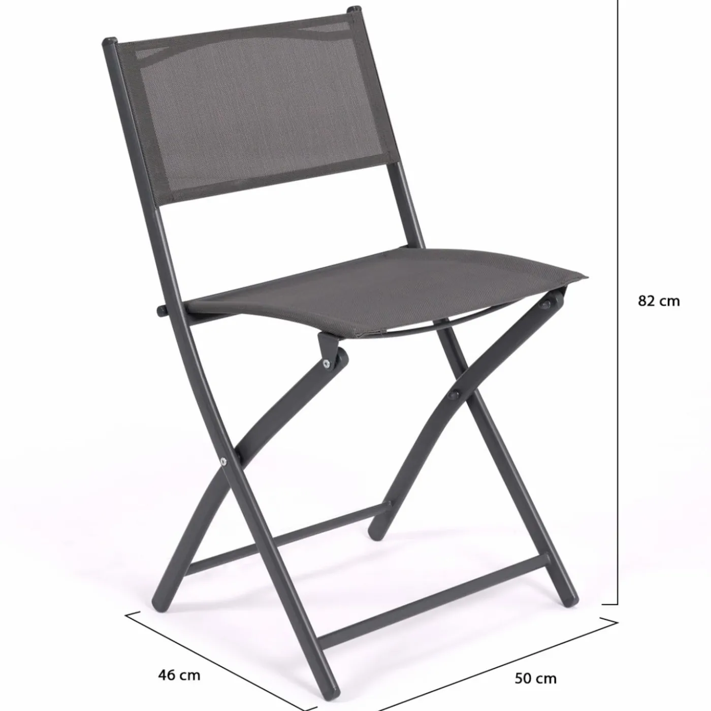Lot de 6 chaises de jardin pliantes gris anthracite en métal et textilène