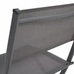 Lot de 6 chaises de jardin pliantes gris anthracite en métal et textilène