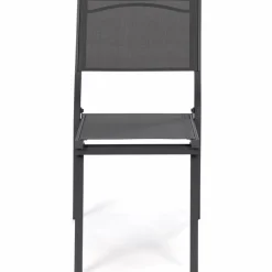 Lot de 6 chaises de jardin empilables gris anthracite en métal et textilène