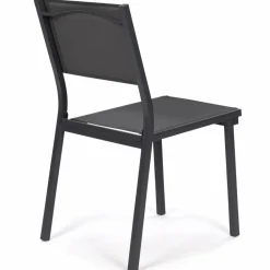 Lot de 6 chaises de jardin empilables gris anthracite en métal et textilène