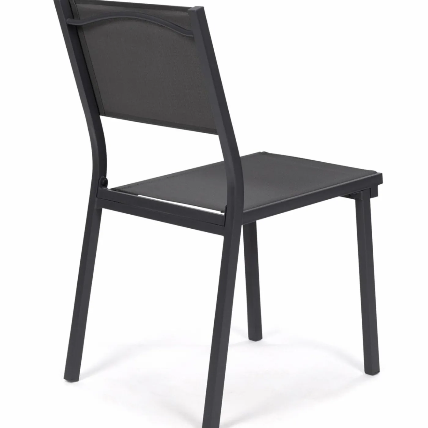 Lot de 6 chaises de jardin empilables gris anthracite en métal et textilène