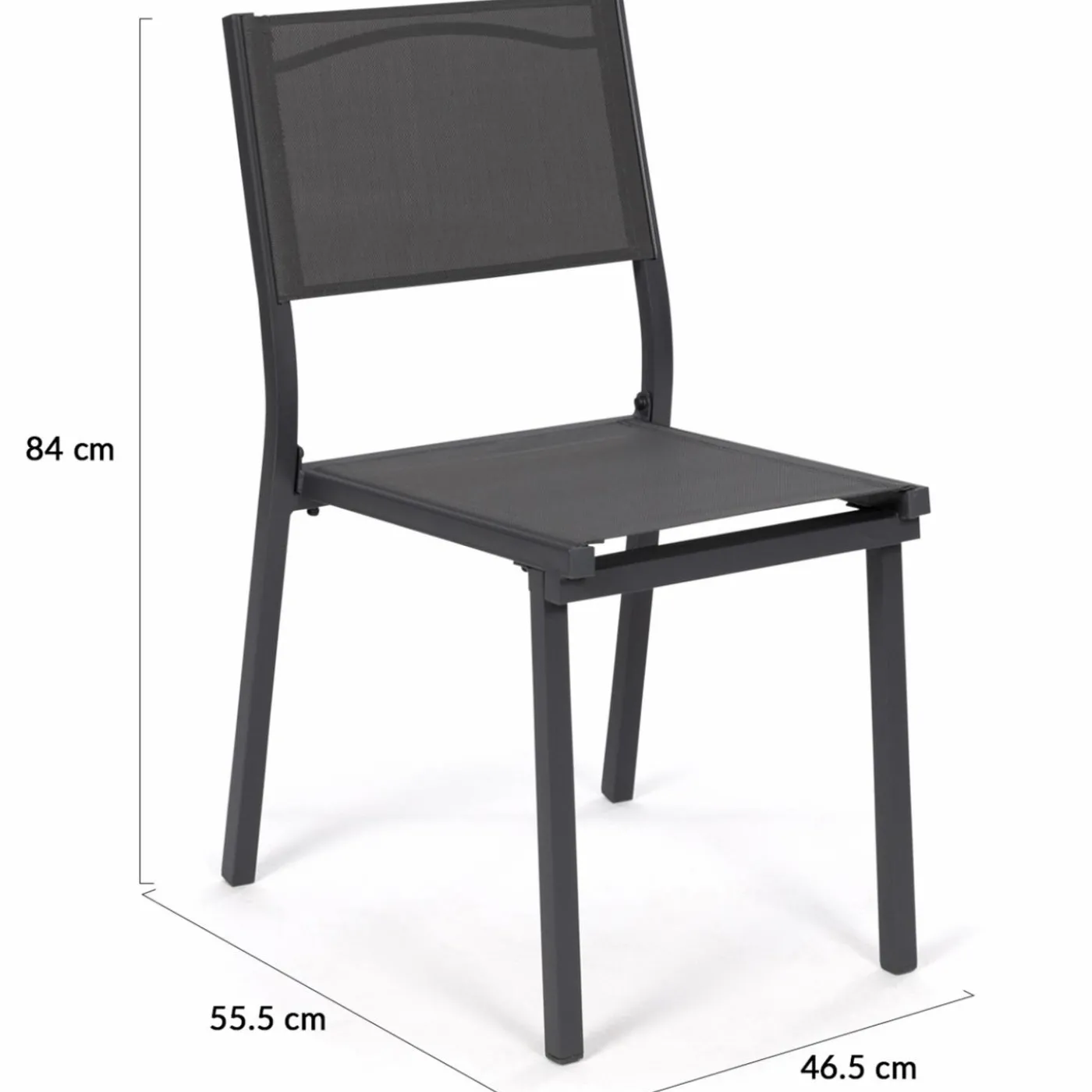 Lot de 6 chaises de jardin empilables gris anthracite en métal et textilène