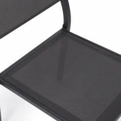 Lot de 6 chaises de jardin empilables gris anthracite en métal et textilène