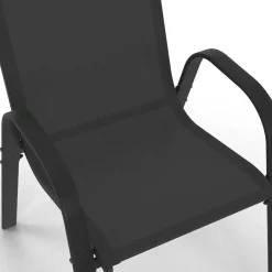 Lot de 4 chaises de jardin empilables en métal noir et textilène