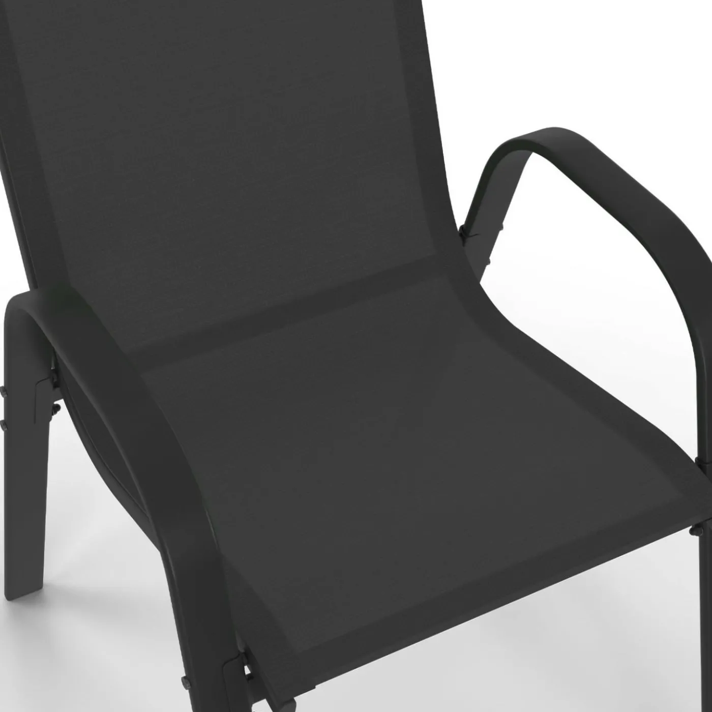 Lot de 4 chaises de jardin empilables en métal noir et textilène