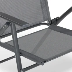 Lot de 4 chaises de jardin pliantes dossier inclinable avec accoudoirs gris anthracite