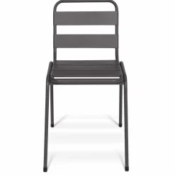 Lot de 6 chaises de jardin empilables en acier gris anthracite, noir et bleu