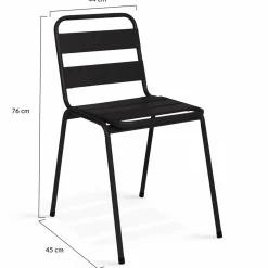 Lot de 6 chaises de jardin empilables en acier gris anthracite, noir et bleu