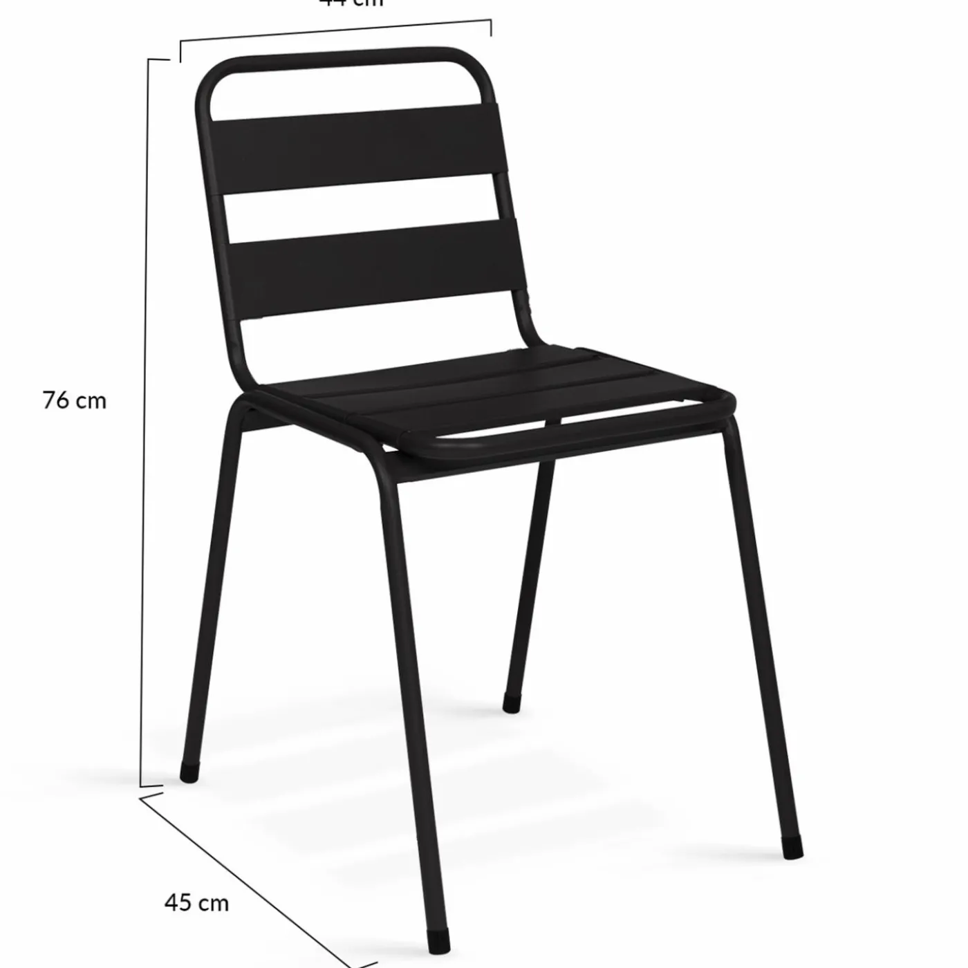 Lot de 6 chaises de jardin empilables en acier gris anthracite, noir et bleu