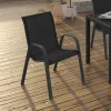 Lot de 6 chaises de jardin empilables en métal noir et textilène