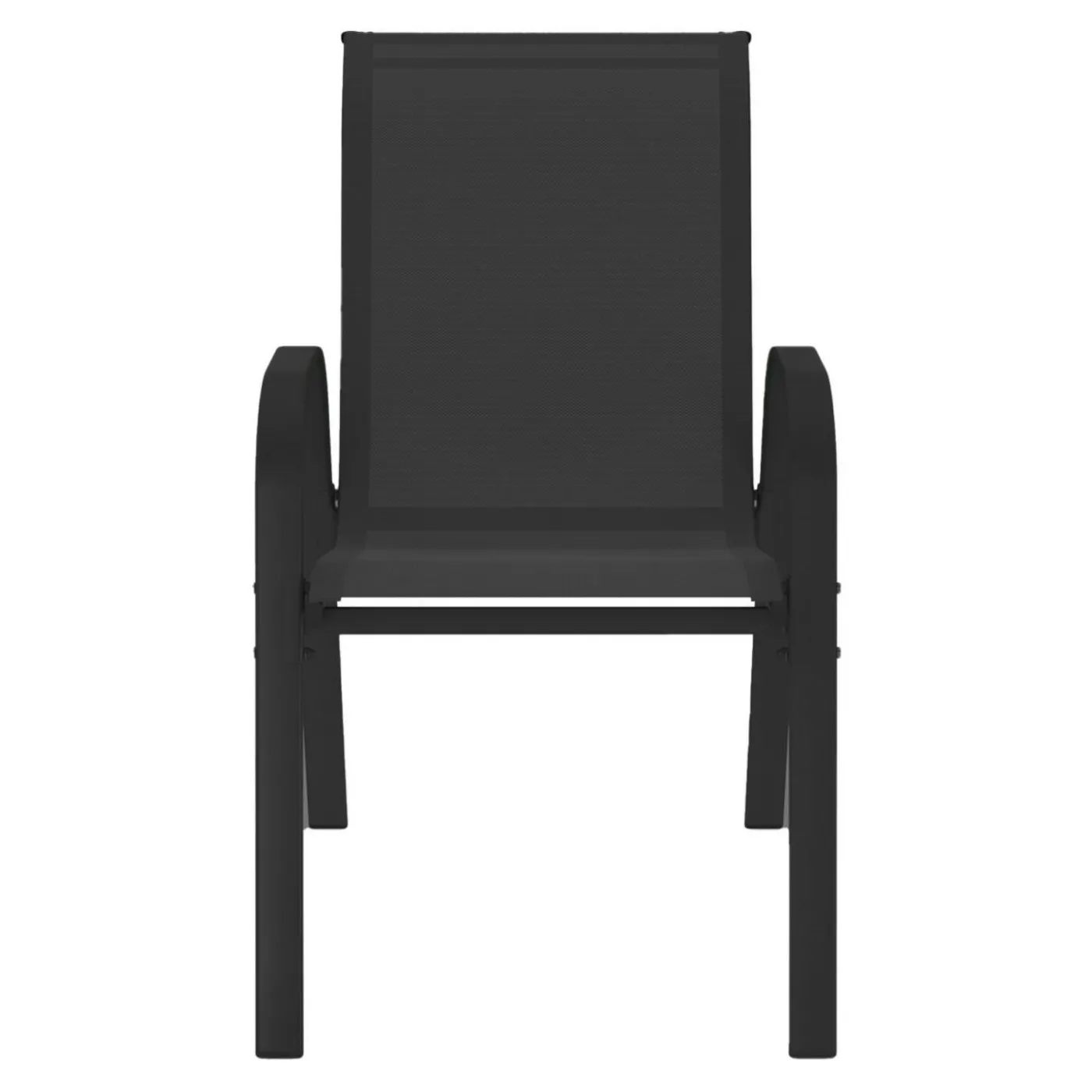 Lot de 6 chaises de jardin empilables en métal noir et textilène