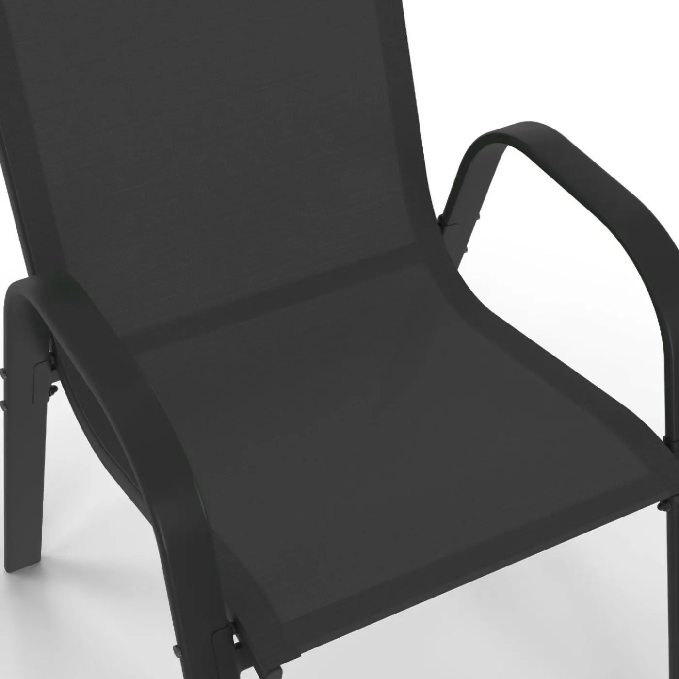 Lot de 6 chaises de jardin empilables en métal noir et textilène