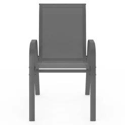 Lot de 6 chaises de jardin empilables en métal gris anthracite et textilène
