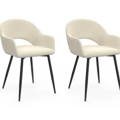 Lot de 2 chaises de salle à manger, fauteuils de table CLARA en velours crème