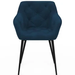 Lot de 2 chaises de salle à manger, fauteuils de table capitonnés LYA velours bleu canard