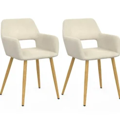Lot de 2 chaises de salle à manger, fauteuils de table en velours beige