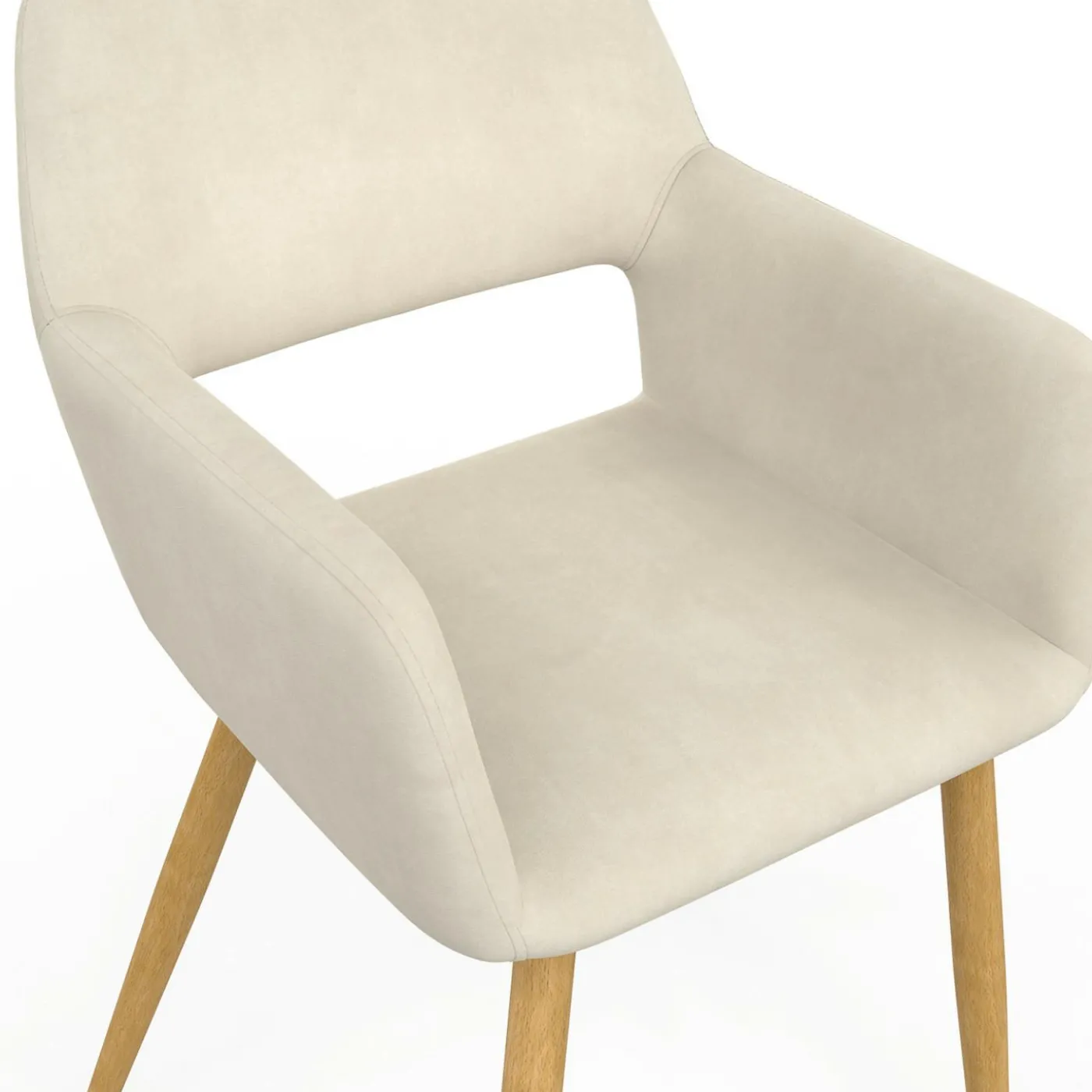 Lot de 2 chaises de salle à manger, fauteuils de table en velours beige