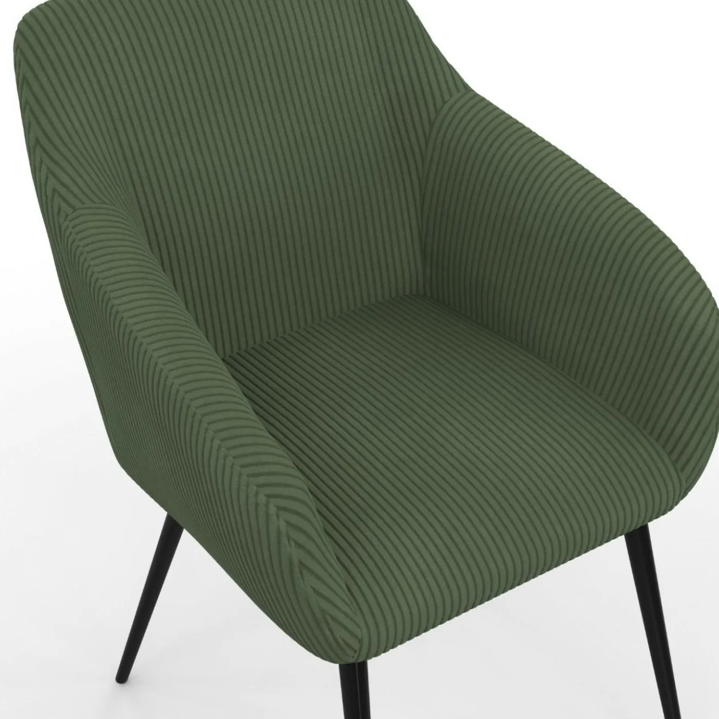 Lot de 2 chaises de salle à manger, fauteuils de table en velours côtelé vert kaki