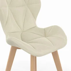 Lot de 4 chaises en tissu beige design pour salle à manger