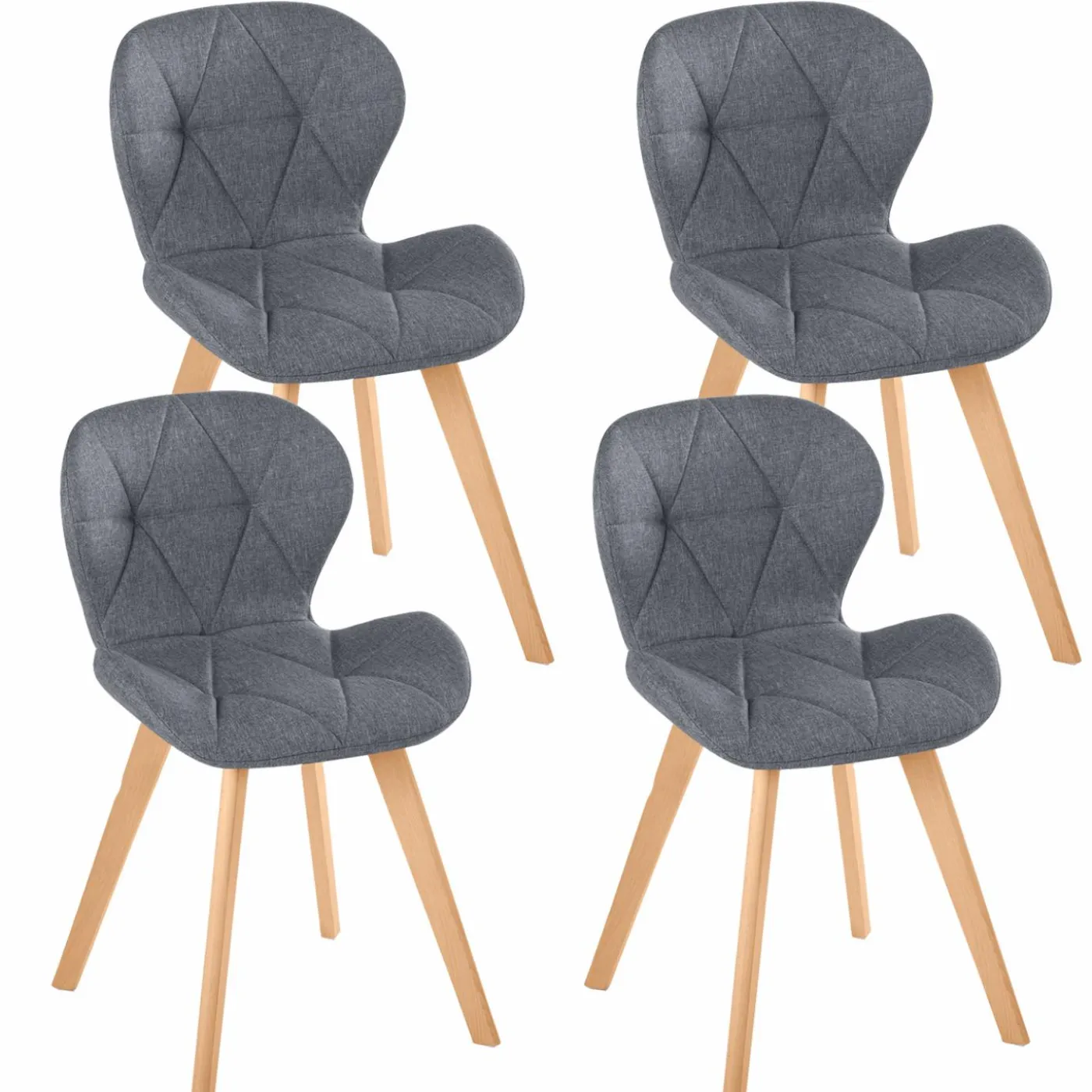 Lot de 4 chaises en tissu gris foncé design pour salle à manger