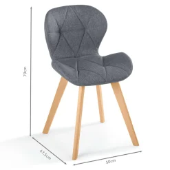 Lot de 4 chaises en tissu gris foncé design pour salle à manger