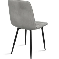 Lot de 6 chaises en velours gris clair matelassé